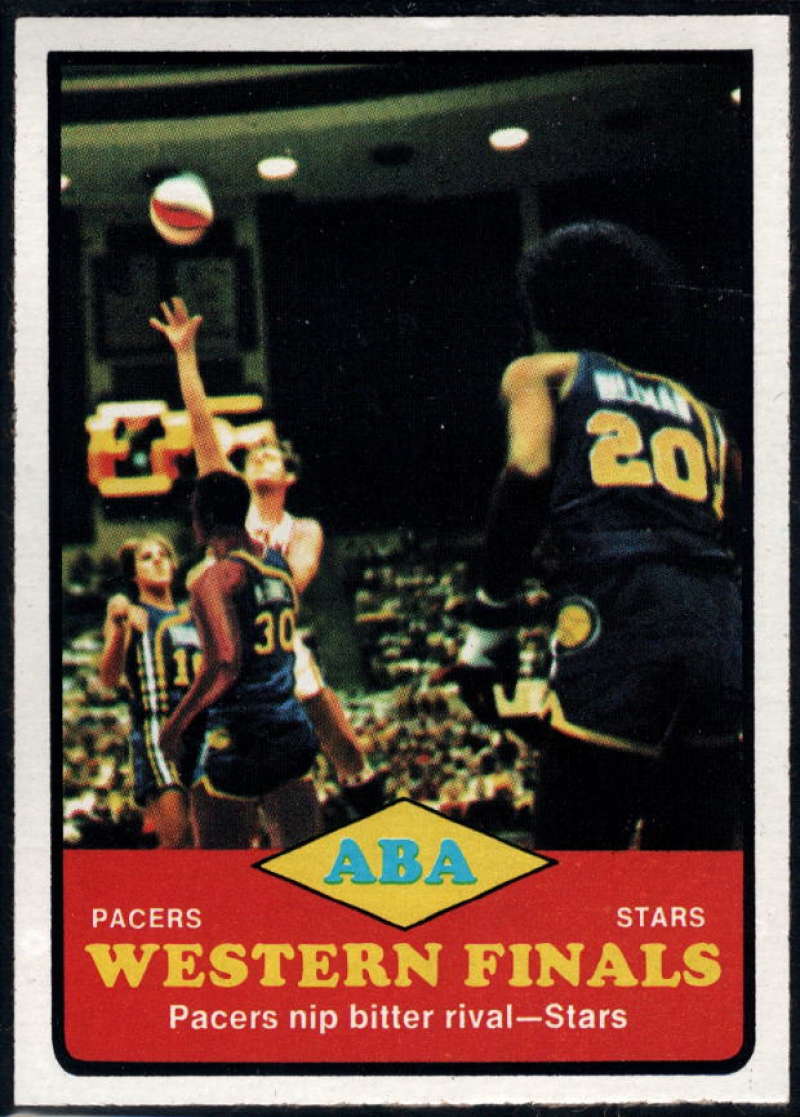 1973-74 Topps #206 ABA Western Finals EX/NM Indiana Pacers/vs. Utah Stars 