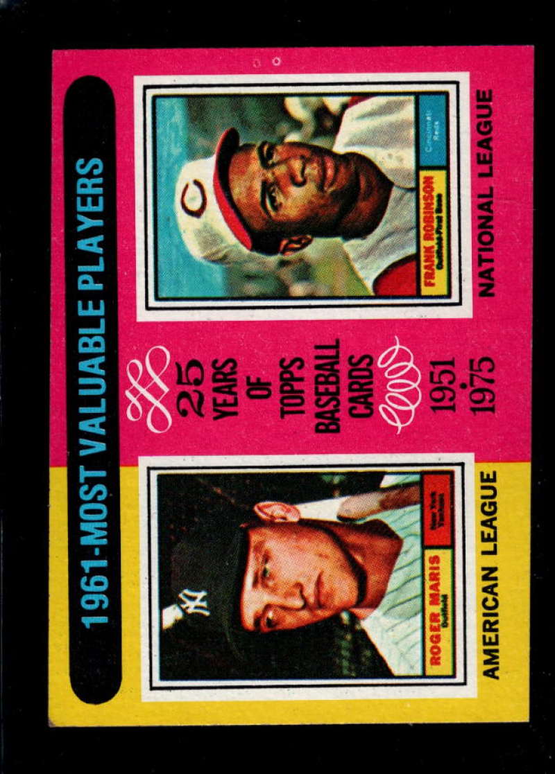1975 Topps Mini #199 1961 's Roger Maris/Frank Robinson MVP EX/NM New York Yankees/Cincinnati Reds 